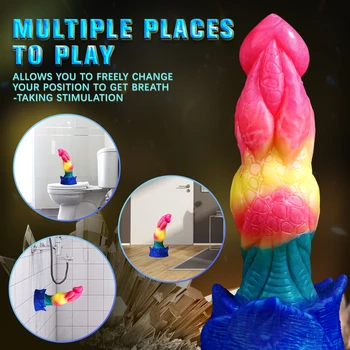 Sohimi Huge Rainbow Color Liquid Silicon Alien Dildos Sexy Female Masturbation Sex Toys Dildio For Women Glow In The Dark 5