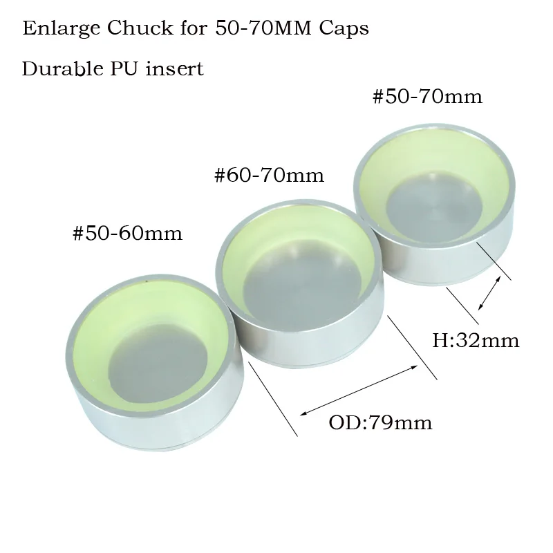 

Cap Chuck for Bottle capping machine 50-70MM durable PU rubber insert 50-60mm and 60-70mm or 50-70mm aluminum capper head