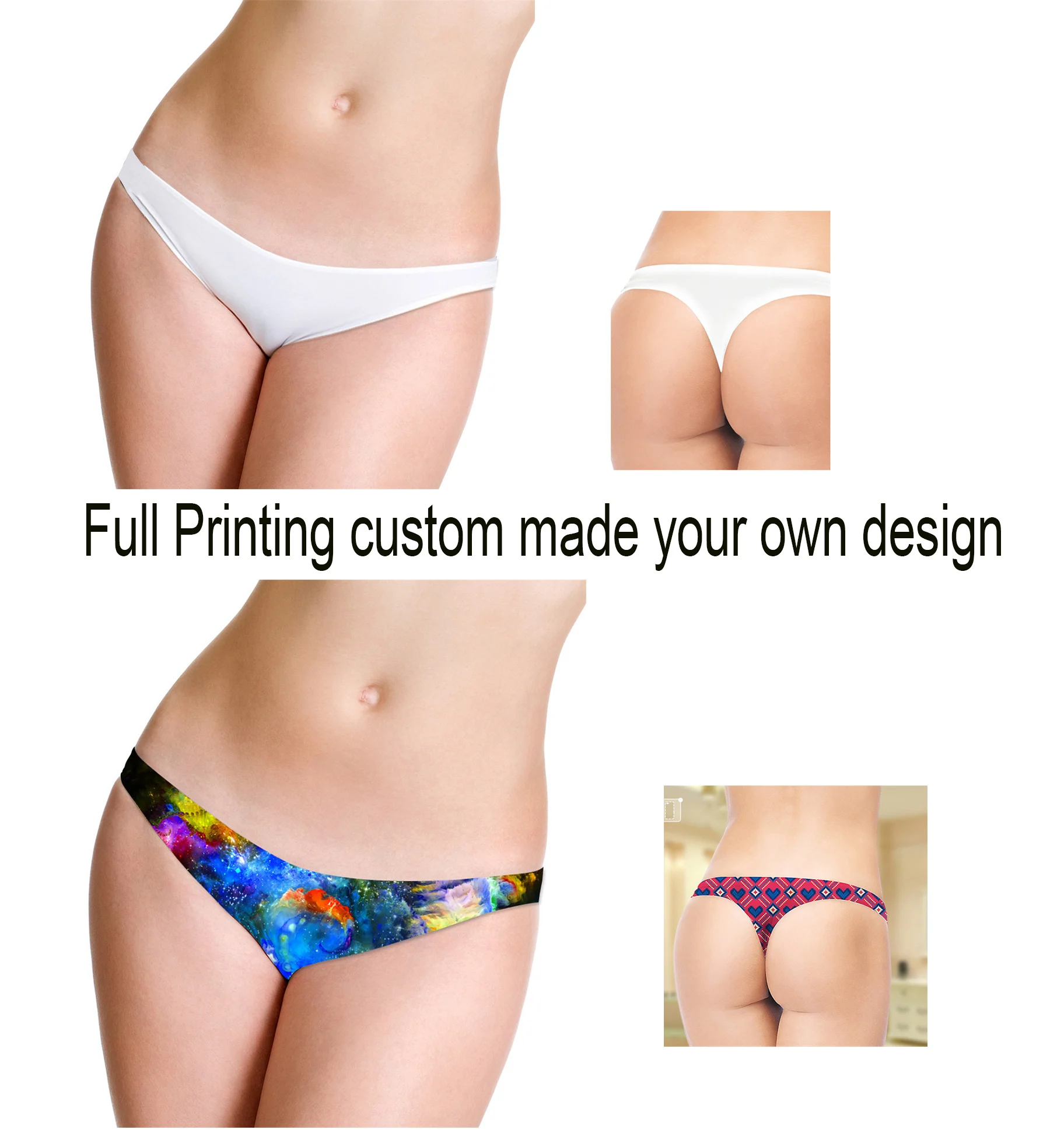 

Wholesale 20 PCS Thong Panty Custom Made Full Printing Your Own Design Women's Low Waist Sexy Briefs Shorts Tanga