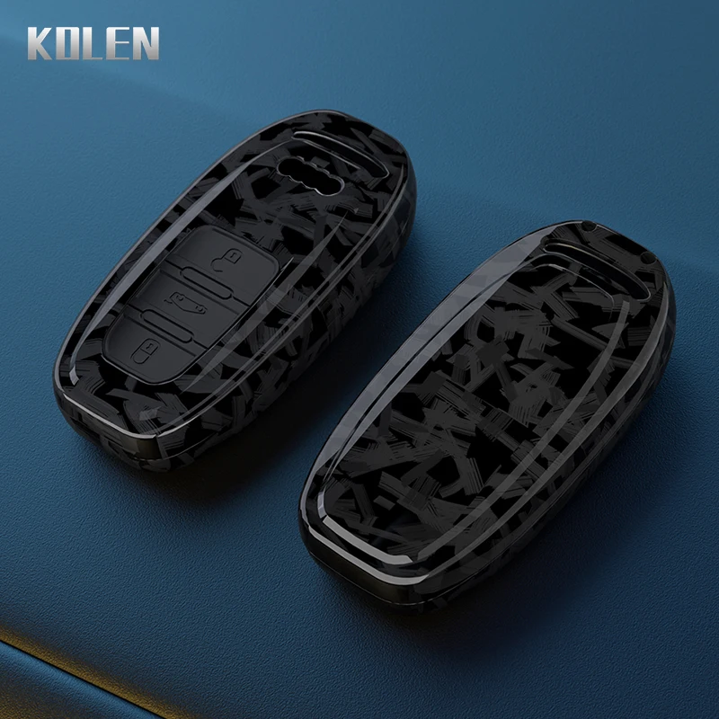 

ABS Carbon Fiber Car Key Case Cover For Audi A1 A3 A4 A5 A6 A7 A8 Quattro Q3 Q5 Q7 2009-2015 Protected Shell Fob Accessories Bag