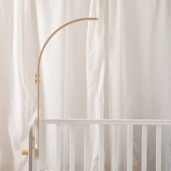 Staffa piegata per campana da letto in legno per bambini, sonagli sospesi mobili, giocattoli, staffa per carillon per neonato, staffa per braccio giocattolo per culla infantile, regali 1