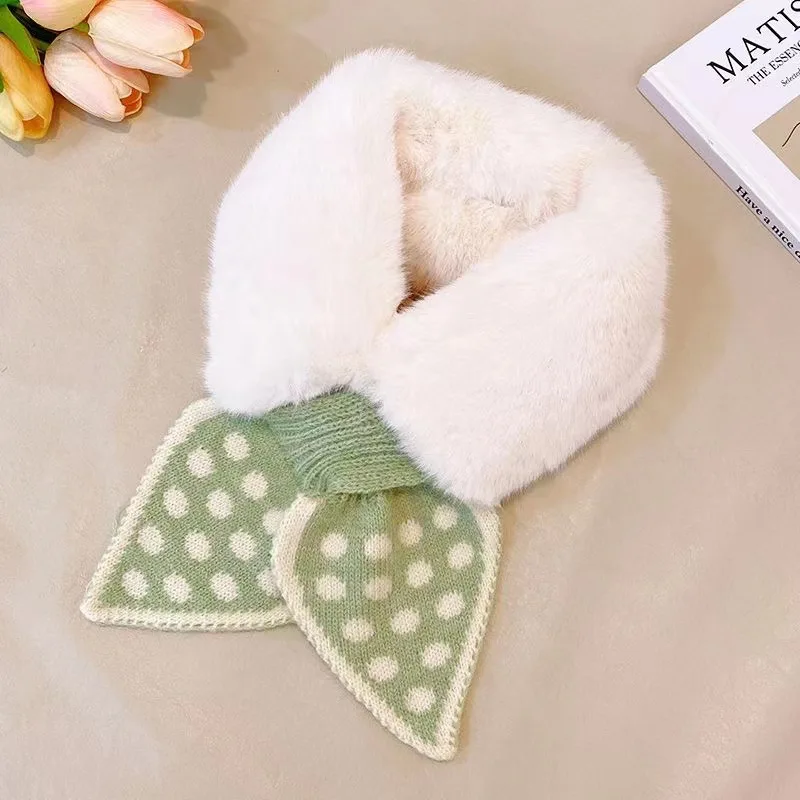 Winter Warm Plush Baby Scarf Cute Caroon Bears Boy Girl Scarves Newborn Toddler Faux Fur Children Cross Neckerchief Baby Shawls