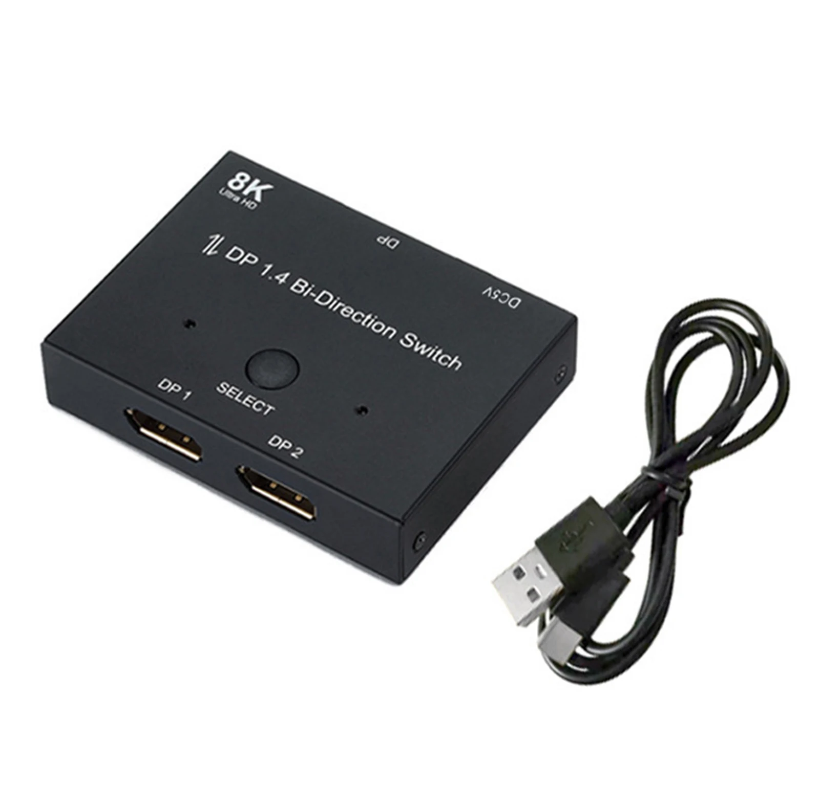 

2 In 1 Video Audio Adapter 8k DP1.4 Splitter Two-Way DP Switch Adapter Support for Maximum 32.4gbps Plug And Play
