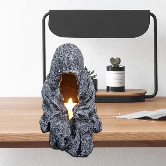 Halloween Ülő Boszorkányszobor Led Gyanta Kerti Dísz Elektronikus Művészeti Dekoráció Könnyű Ajándék Dekoratív Gyeplámpa Kerthez - Image 2