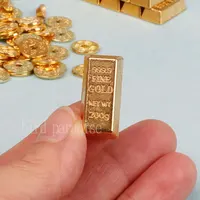 Miniature Items 1/6 Simulation Mini Golden Brick Bullion Cash Money Box Model Toys for Barbies Figurs Dolls DollHouse Accessorie 2