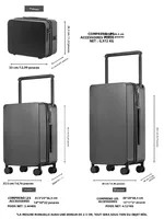 Ensemble de bagages 20+14"24+14" avec USB et porte-gobelet TSA Lock 360 °   Roues crochet de pied sur pied valise PC + ABS étui de voyage pliable 6