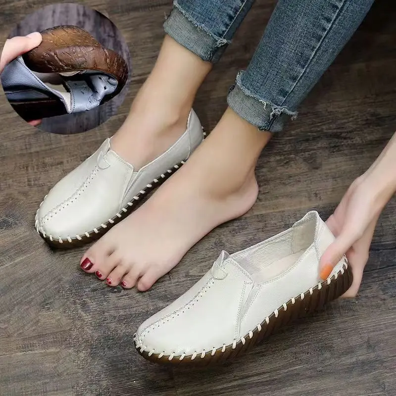 Genuine Leather Women's Ballet Flats Leisure Sneakers Women Luxury Brand Slip-on Loafers Female Soft Moccasins Zapatos De Mujer