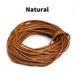 Genuine Leather Round Cord Rope for Jewelry Making and Crafts (Natural)