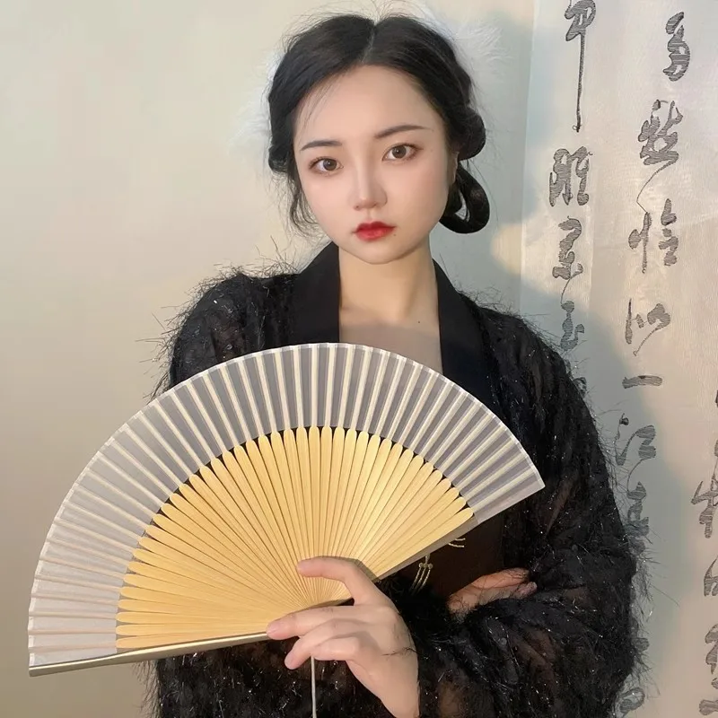 Elegant Chinese Bamboo Folding Fan 6 Inch Plain Blank Fan for Women Hanfu Qipao Vintage Handheld Fan Summer Cooling Oriental Fan