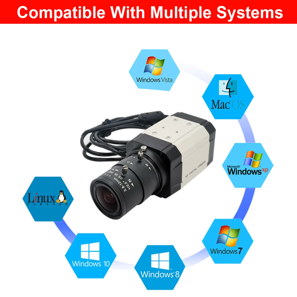 Industrial Full HD 4MP / 5MP CMOS IMX335 USB Web Camera 2.8-12mm/5-50mm Varifocal Zoom Lens 30fps High Speed USB2.0 Video PC Cam 3