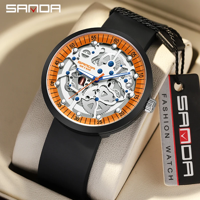 3215 Men's Electronic Quartz Watch Silicone Band Cool Hollow Removable 50 Meter Waterproof Fashion Quartz Watches For Men's