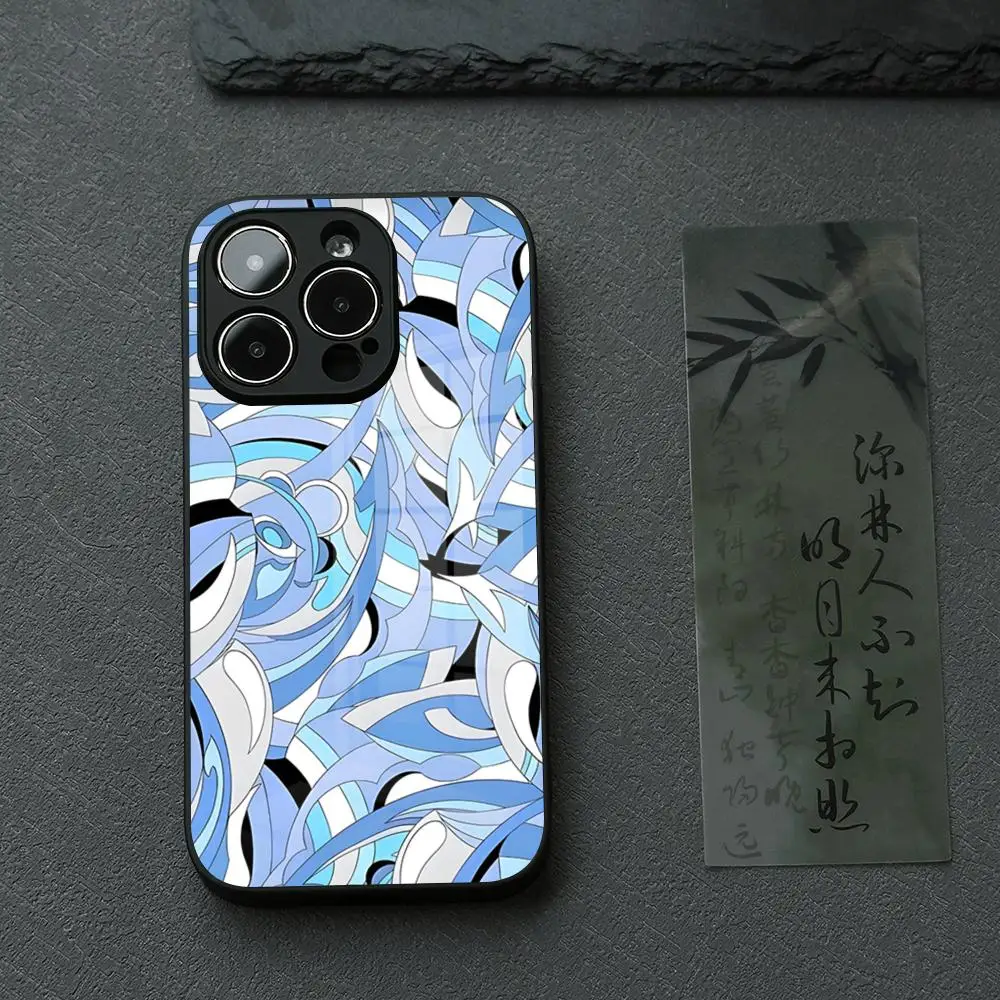 Luxurious Glass Phone Case with Emilio Pucci Design Pattern