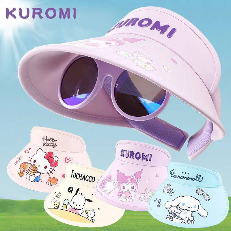 

Новинка Sanrio Cinnamoroll My Melody Kuromi понравико Китти мультяшный милый детский Пустой Топ шляпа Солнцезащитная шляпа летняя Солнцезащитная шляпа