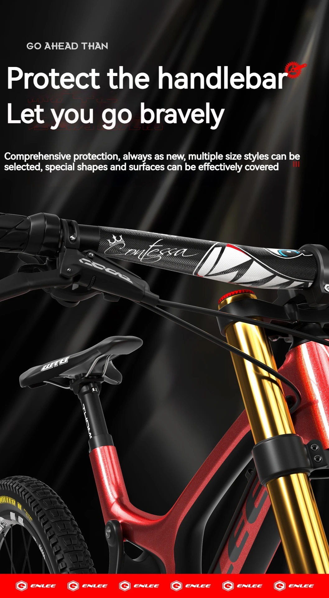 ENLEE Fahrrad Lenker Schutz Aufkleber Rennrad MTB Bike Pflege Auto Aufkleber Rahmen Schutz Film Anti-Scratch PVC Aufkleber – Detail 1