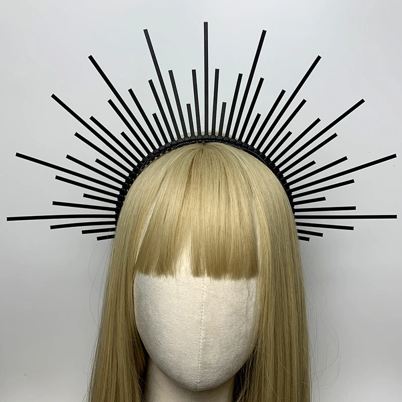 Halocrown Mary Halocrown Stirnband Tiaras und Kronen Spiked Halocrown Griechisch Barock SunGoddess Haarschmuck Kopfschmuck – Detail 4