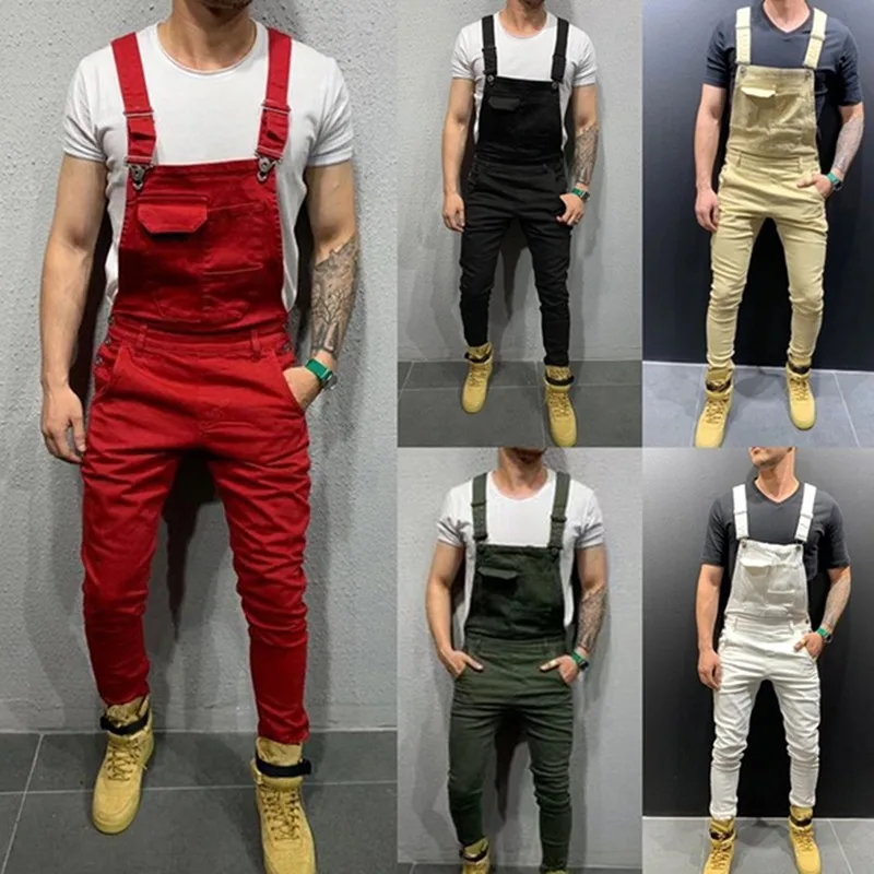 

Mens Jeans Overalls Denim Dungaree Bib Overalls Male Jumpsuits Cargo Work Pants Trousers Plus Size Mens Casual Moto Biker Pants