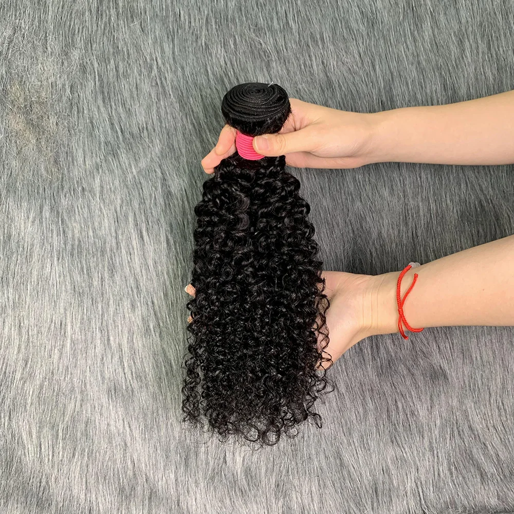 Mongolian Curl Hair Bundles Brazilian Human Hair Weave Bundles Deal Nature Color Pixie Curl Humain Extensions