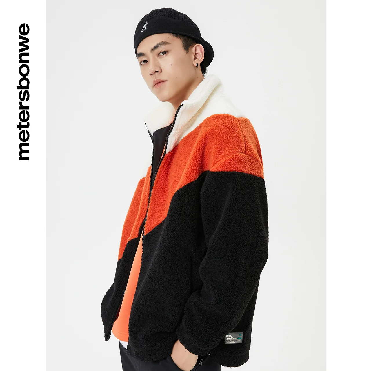 Metersbonwe Lamb Fleece Cotton Coat Men Winter New Youth Leisure Warm Jacket Oblique Contrast Outerwear Brand High Quality Top
