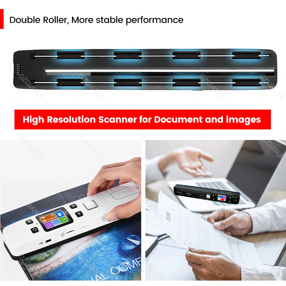 GZISCAN02 USB ڵ  WiFi ޴ ĳ,  HD LCD ÷  ĳ A4 ũ 1050DPI  JEPG Ǵ PDF TF ī