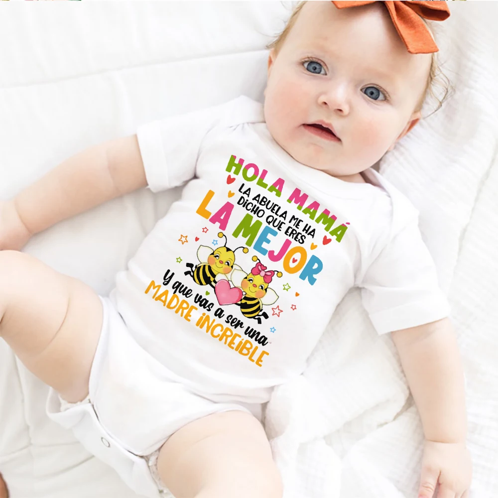 

Hello Mom You Are Going To Be An Incredible Mother Printed Baby Romper Cute Infant Summer Clothes Newborn Short Sleeve Bodysuit