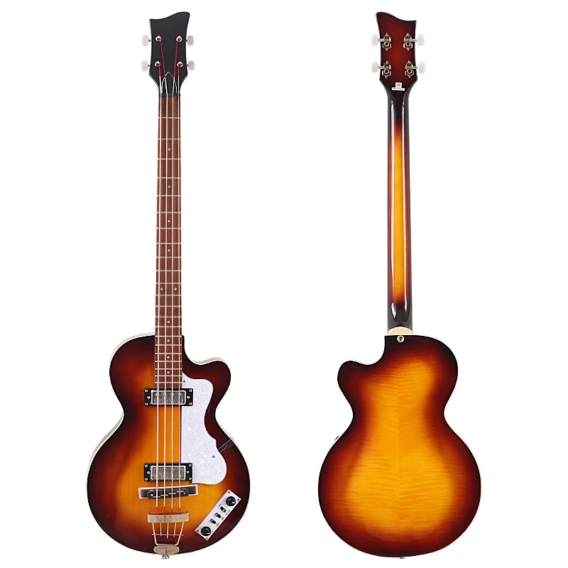 Acoustic guitar Sunburst 4 Strings Violin Bass Guitar 41 Inch Violin Guitarra Flame Maple Body High Gloss Finish