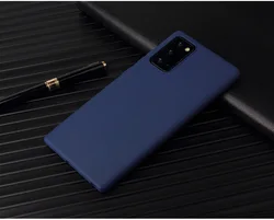 Matte Solid Color Silicone Phone Case Cover - Galaxy S10 (Dark Blue)