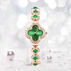 Fashion Versatile Women Four Leaf Clover Bracelet Watch Popular Quartz Diamond Fashion Green Watch Designer Casual Wristwatch 6