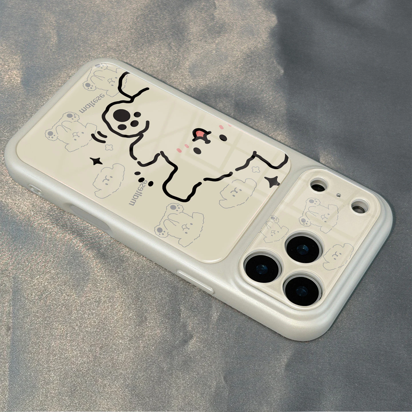 Minimal Line Dog Design Shockproof Bumper Phone Case, Dual-Layer Protection