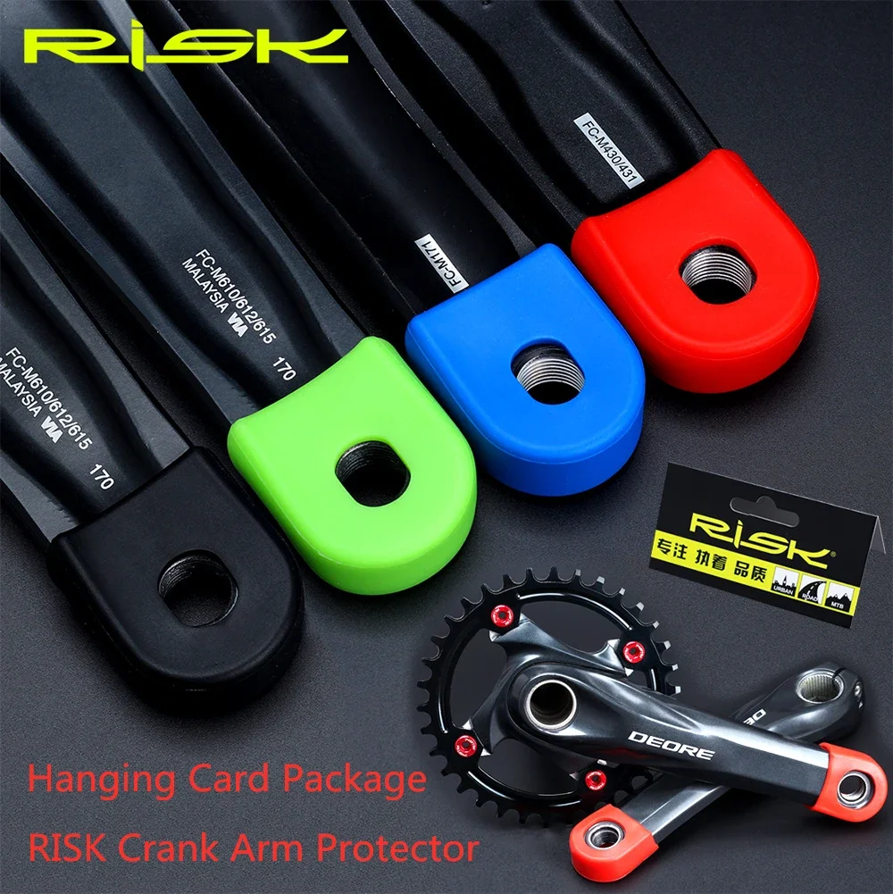 Bike Crank Cover RISK 2pcs Bicycle Crank Protector Cover Silicon MTB Mountain Road Bike Crank Arm Cap for SLX XT Chainwheel Wheel Crankset Cover