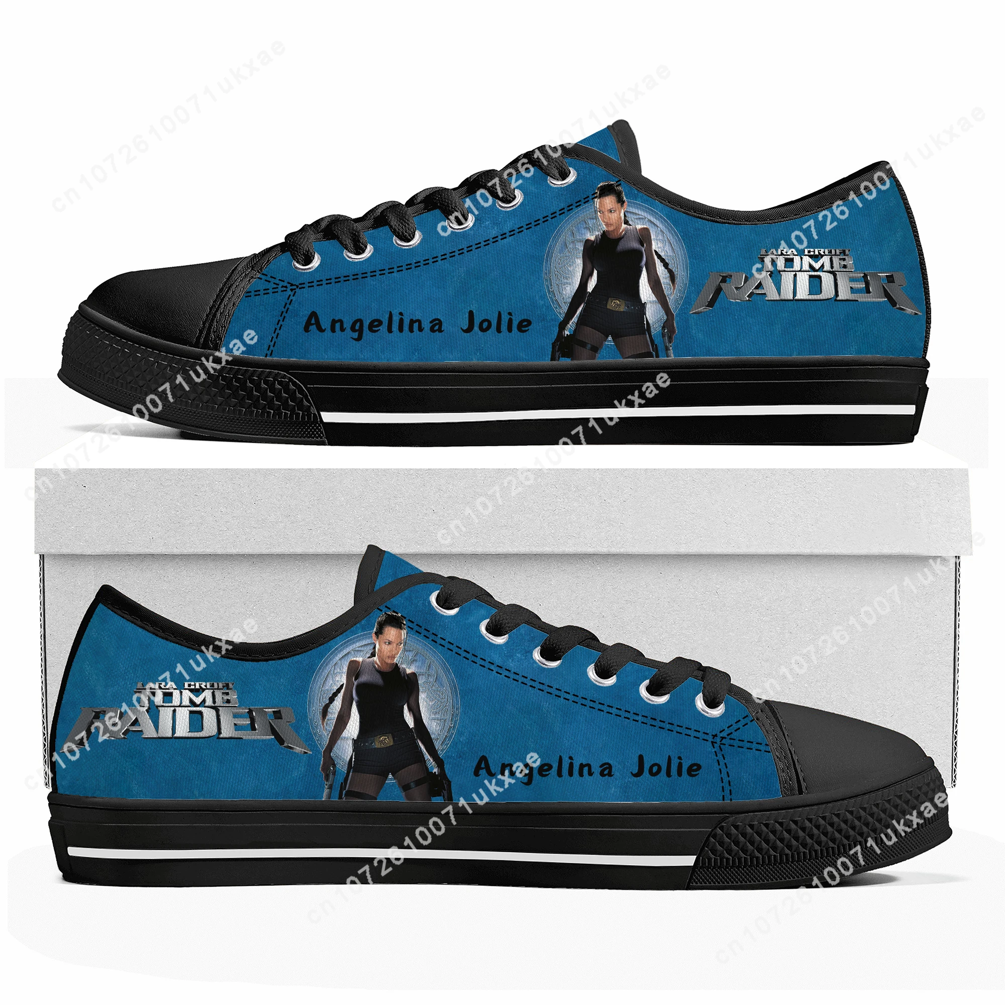 

Lara Croft Tomb Raider Low Top Sneakers Mens Womens Teenager Angelina Jolie Canvas Sneaker couple Casual Shoes Customize Shoe