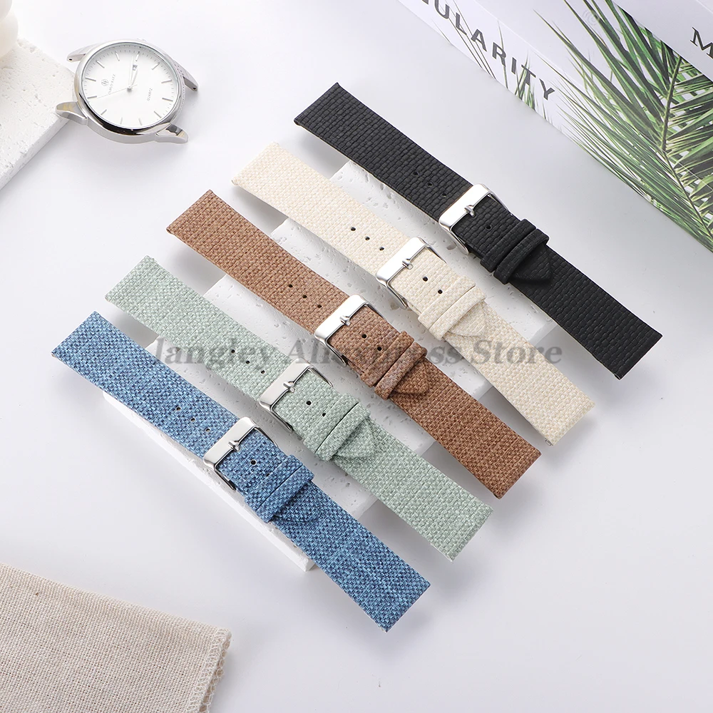 Cowboy Pattern Canvas Leather Watchband - Unisex Sport Watch Strap Accessories