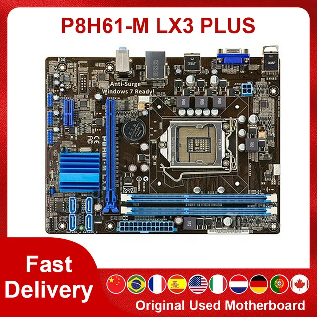 Per Asus P8H61-M LX3 PLUS scheda madre Destop LGA1155 H61M-E/K/C/D I7 I5 I3 Intel CPU 16G DDR3 PCI-E 2.0 USB2.0 VGA MainBoard 1