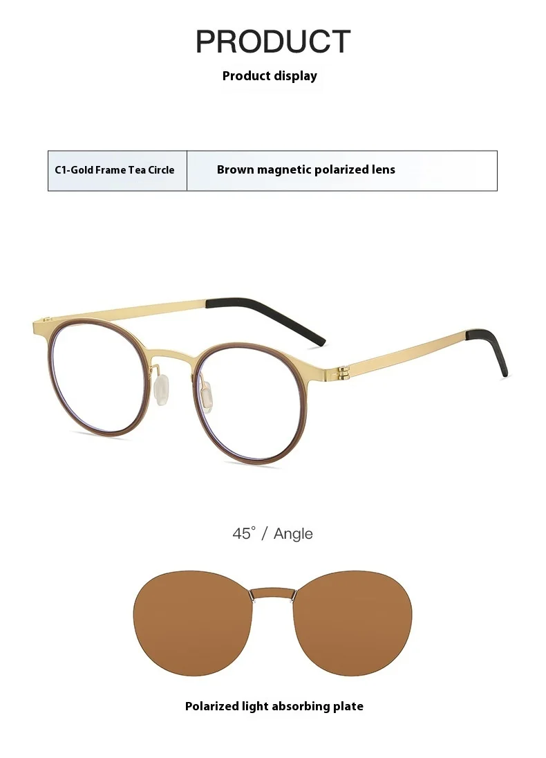 COHK Mode Runde Polarisierte Sonnenbrille Frauen Anti Blau Licht Magnetische Clip Gläser Rahmen Damen Optische Computer Brillen – Detail 12