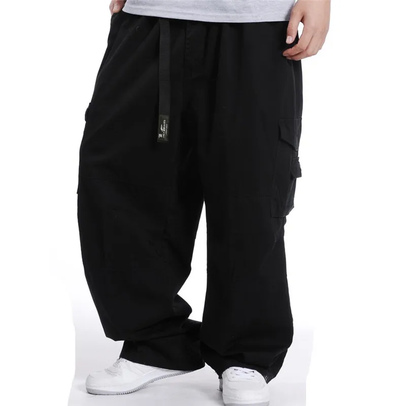 Description Picture 5 of itemNew Men's Multi Pocket Pants Casual Fat Cotton Work Pants with Plus Size Wide Legs, Elastic Waist, Loose Long Pants