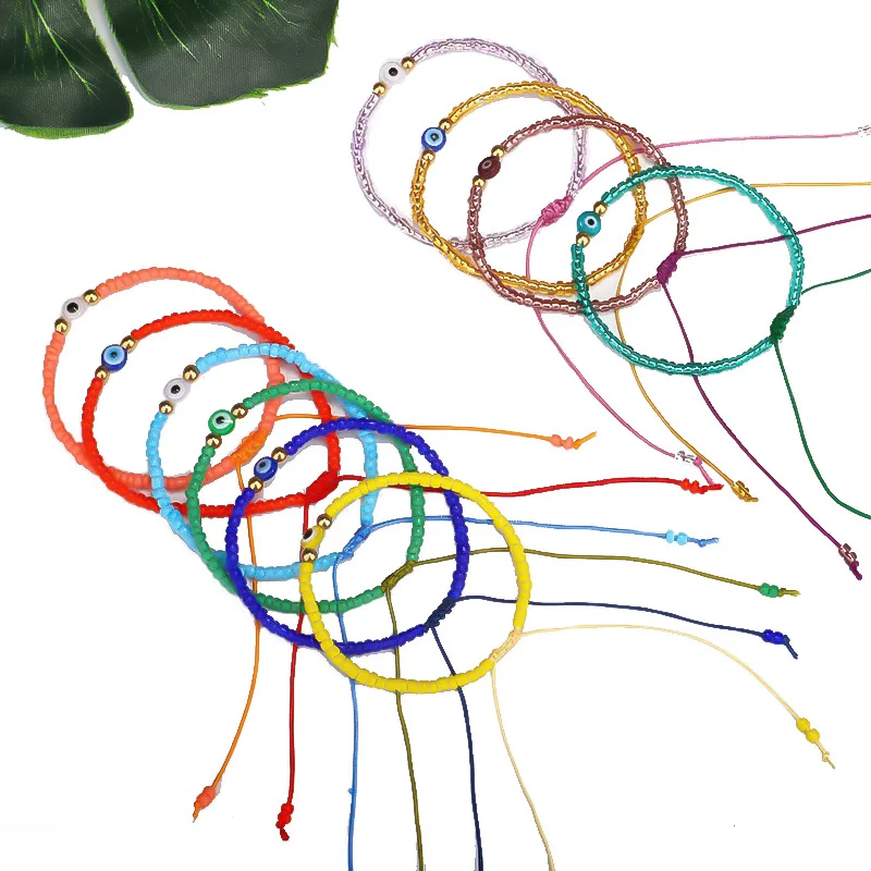 Turkish Eye Bracelet  White Blue Evil Eyes Lucky Couple Bracelets for Women Colorful Bead Rope Chain Woven Bracelet Jewelry