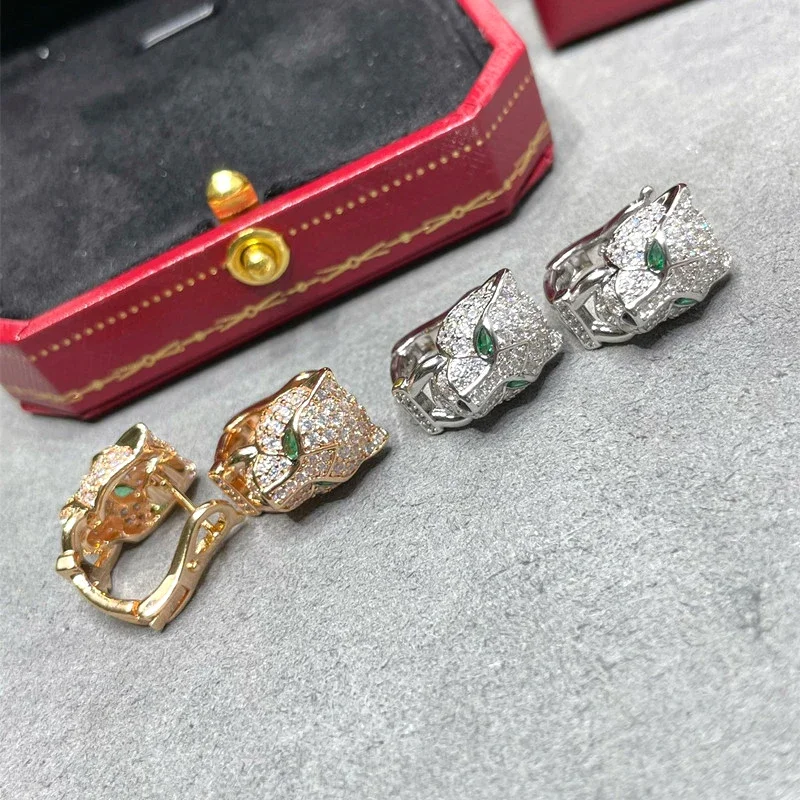 

Женские серьги из серебра 925 пробы, с леопардовым принтом