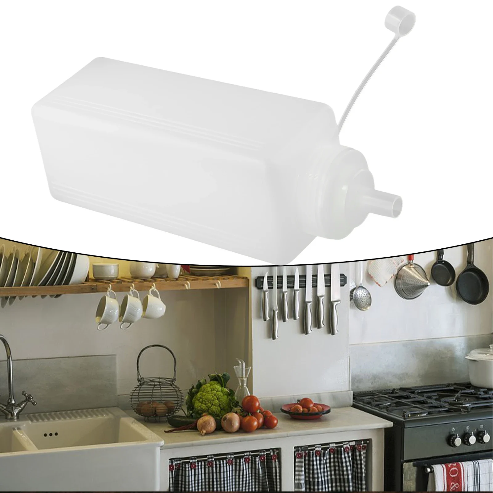 

800/1000ML Large Diameter Dustproof Plastic Square Squeezing Bottle Dressing Bottle Kitchen Tools & Gadgets