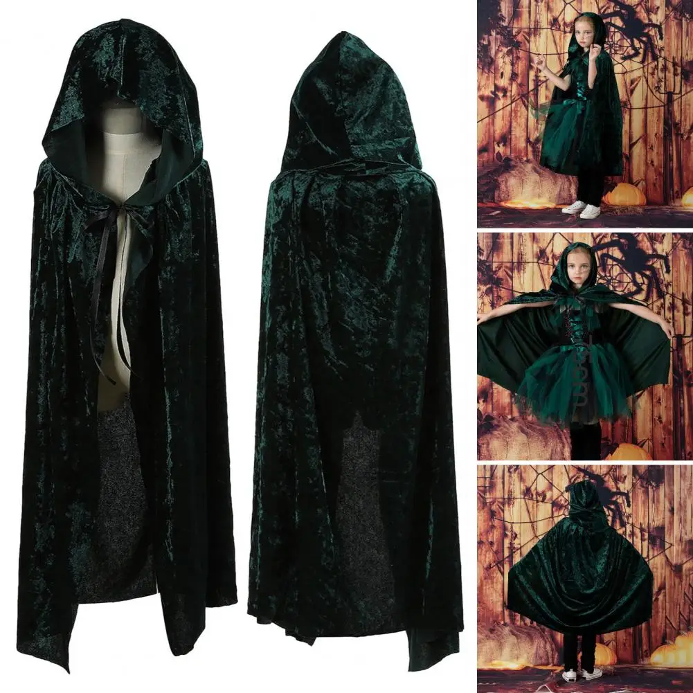 

Velvet Hooded Cloak Halloween Cosplay And Imaginative Play Tie Closure Easy to Wear Novelty Cloak for Kids