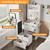 Make Up Vanity Desk with Mirror and Lights, White Vanity Table Set with Charger Station,Girls Small Vanity and Storage C 4