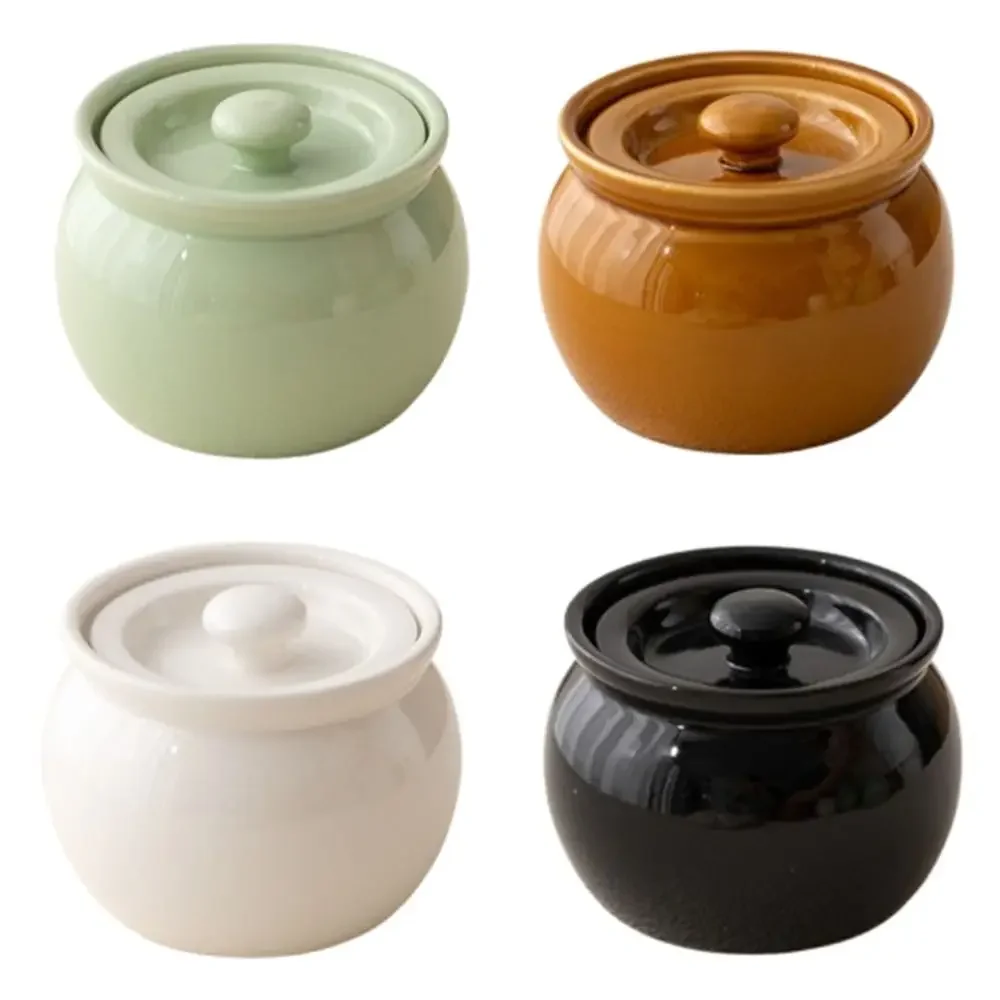 Hot Sale Ceramic Food Storage Jar Cooking Stew Pot with Lid 400 ML Mini Thickened Household Non-Stick steaming pot Stewed soup