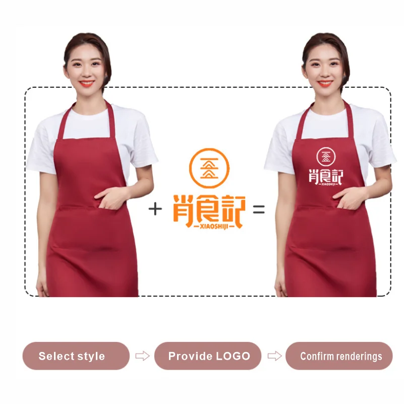 Hot Sale Cooking Kitchen Apron Chef Waiter Cafe Shop BBQ Hairdresser Aprons Bibs Workwear Kitchen Accessory Print
