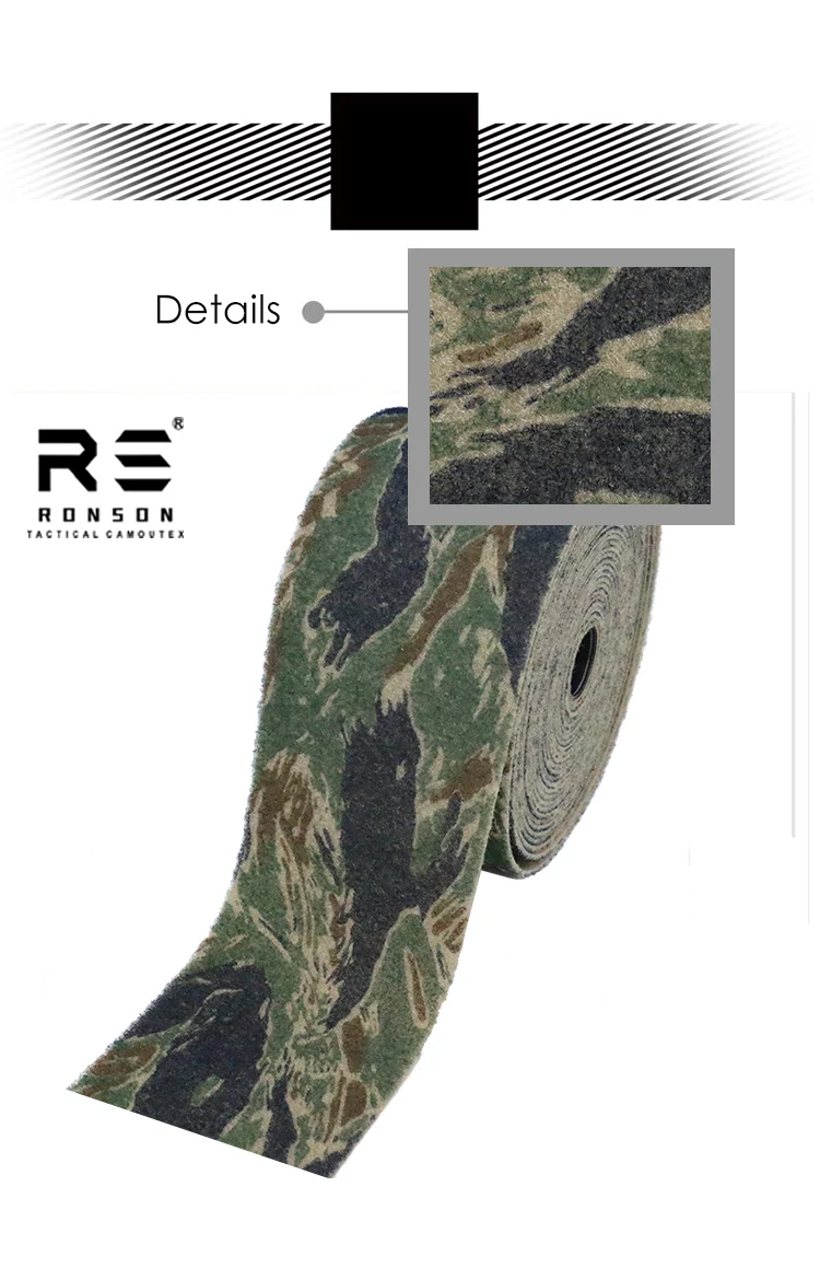 Maßgefertigte 100% Nylon Tigerstreifen-Tarnbandrolle mit Klettverschluss für Outdoor-Sport und Campingausrüstung – Detail 12