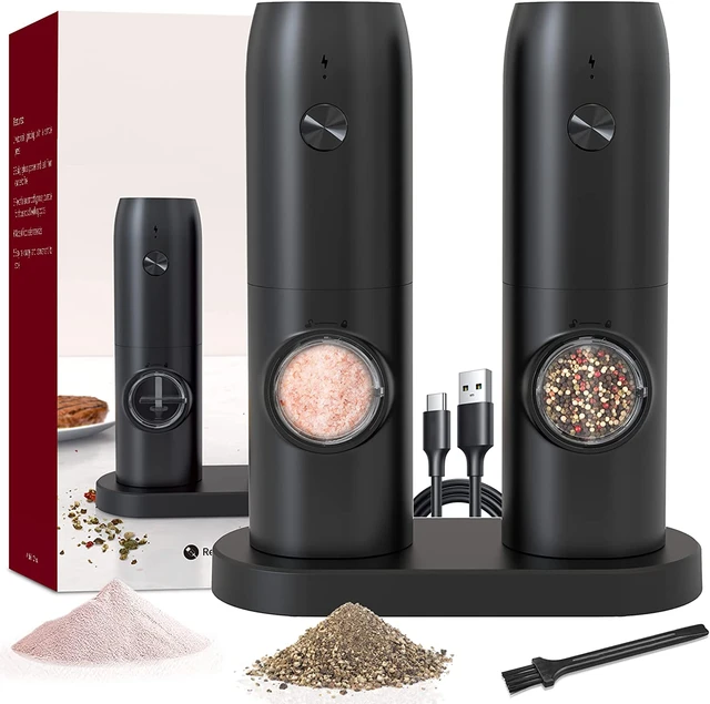 Electric Automatic Salt and Pepper Grinder Set USB Rechargeable Adjustable  Coarseness Spice Mill With LED Light Kitchen Tool - AliExpress