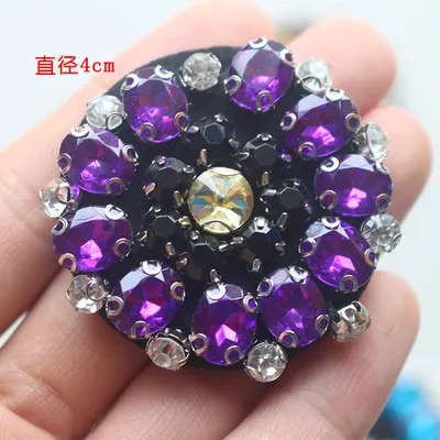 

purple flower rhinestone beaded patches embroidered fabric sew on patch applique jacket patches for clothes parches para la ropa