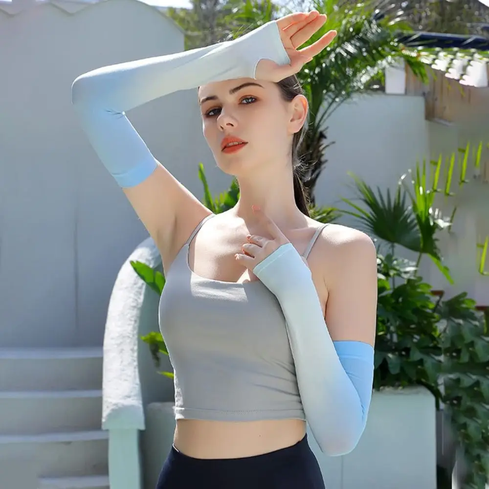 Anti-UV Ice Silk Sleeves Gradient Color Ultraviolet Proof Sunscreen Sleeves Cooling Sleeves Sun Protection Cover