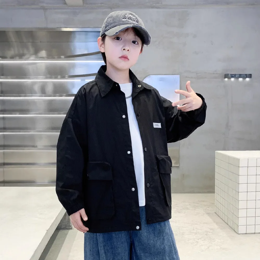 Spring Fashionable Jacket for Boys Spring Autumn Style Big Boys Shirt Top Children's Clothing Outerwear Trendy Streetwear