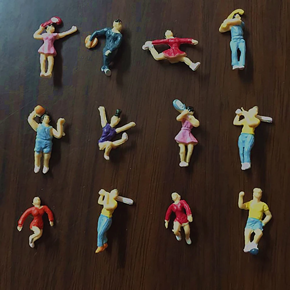 12pcs Miniature Figures Model Sport Scene Painting Figurine Static Landscape Model Layout Scenery Diy Miniature Dioramas Display