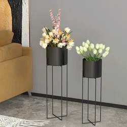 Nordic Wrought Iron Flower Stand Modern Minimalist Flowerpot Indoor Living Room Floor-standing Green Sage Orchid Potted Shelf