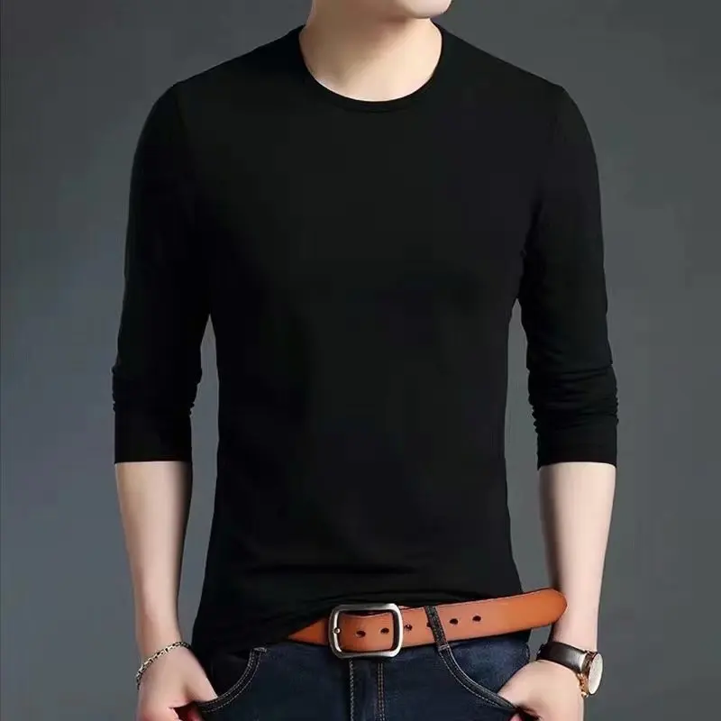 Men-s-Round-Neck-Long-Sleeved-Bottom-Shirt-Solid-Color-Versatile-Slim ...