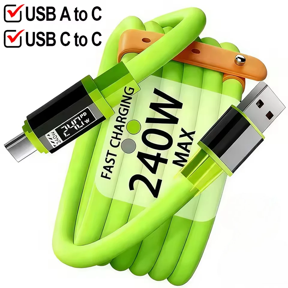 รูปสินค้า สายชาร์จเร็วพิเศษ 240W Type C to Type C สายชาร์จพลังงานสูงอเนกประสงค์ สำหรับ iPhone 16 15 14 Xiaomi Huawei Samsung